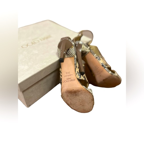 Authentic Jimmy Choo Timbus Snake Print Colorblock Sandals - Picture 9 of 9